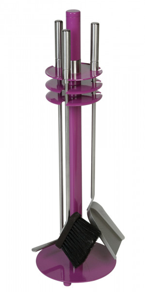 Lienbacher Kaminbesteck aus Edelstahl, 3- teilig, violett beschichtet