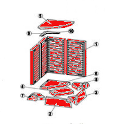 Austroflamm 55x55x51 K eck Feuerraumauskleidung