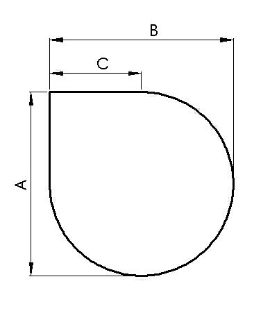 Glasbodenplatte Tropfen 1100 x 1100 mm mit Facette
