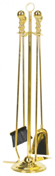 Lienbacher Kachelofengarnitur aus Messing, 4-teilig