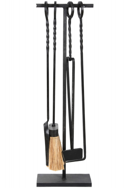 Esschert Design Kaminbesteck Schmiedeeisen, 4- teilig, schwarz