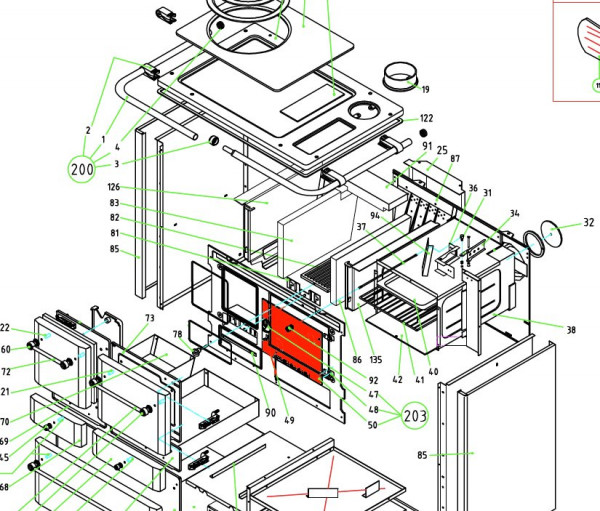 Wamsler K185F/A Sichtscheibe Bratrohr B 