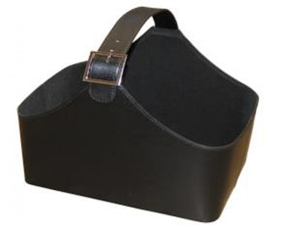 Lienbacher Holzkorb Leder eckig, schwarz